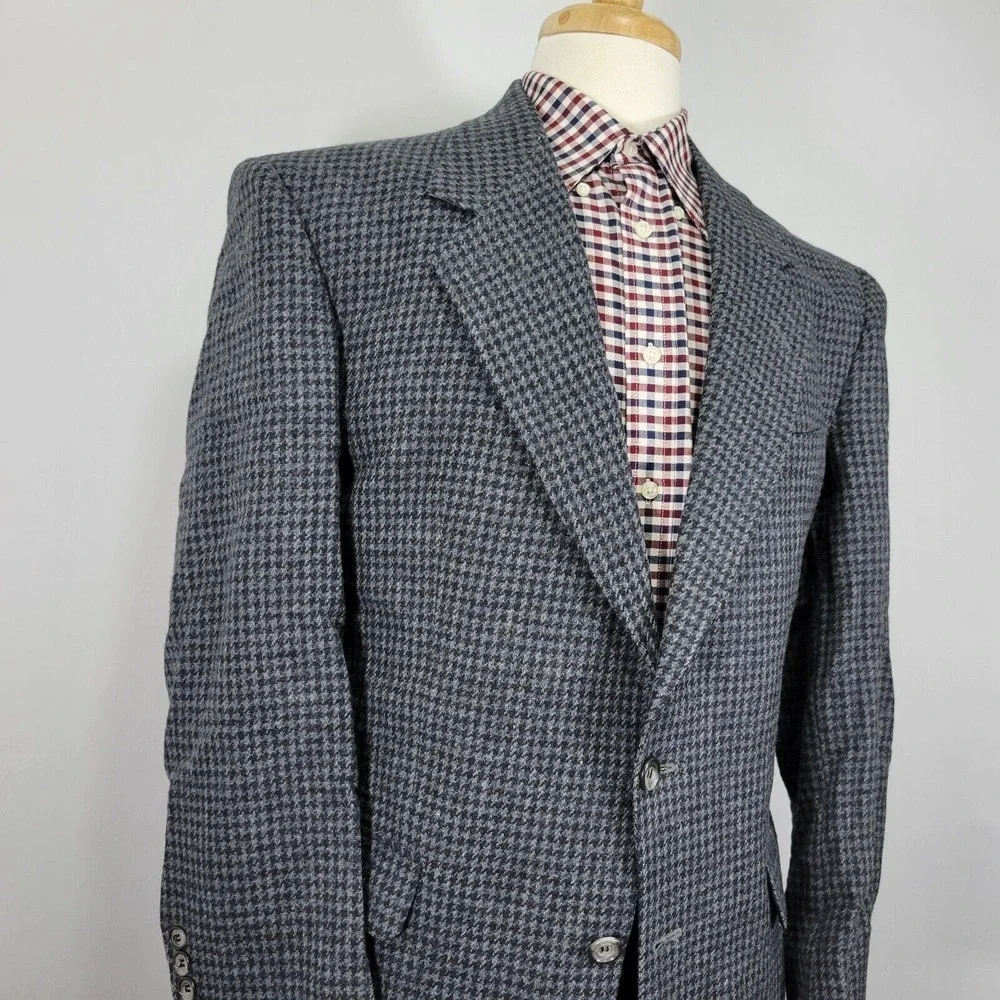 John Alexander Hart Marx Men's Tweed Sport Coat Blazer Two Button Navy Wool 38R‎